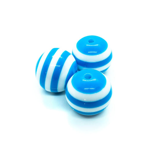 Bubblegum Striped Resin Beads 20mm Aqua - Affordable Jewellery Supplies