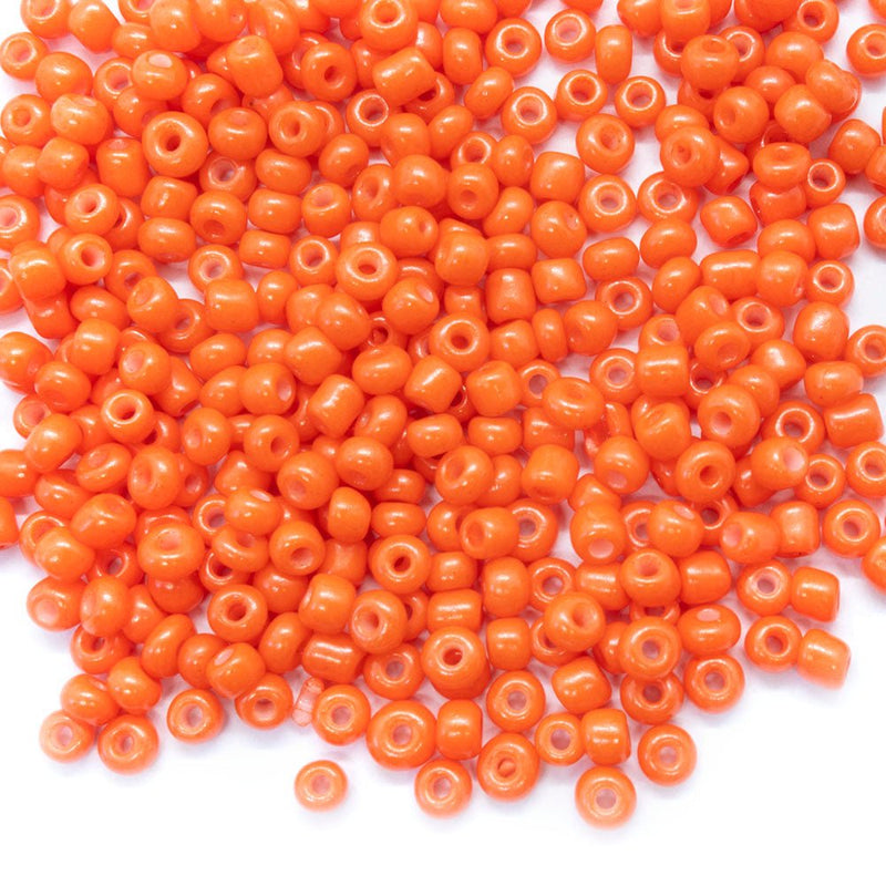 Load image into Gallery viewer, Baking Glass Seed Beads 8/0 3-3.5mm x 2mm Orange Red - Affordable Jewellery Supplies
