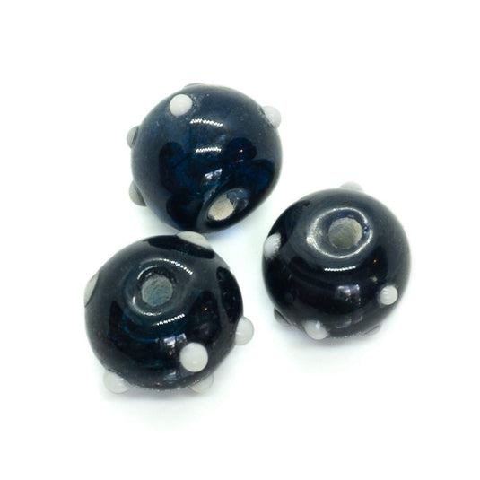 Indian Glass Lampwork Round with Raised Spots 13mm Navy - Affordable Jewellery Supplies
