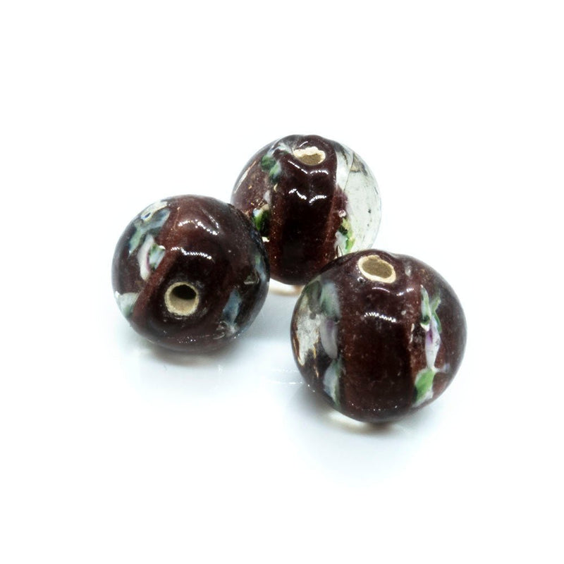 Load image into Gallery viewer, Indian Glass Lampwork Round 14mm Brown (reddish) - Affordable Jewellery Supplies
