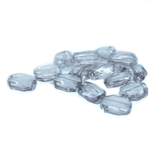 Acrylic Transparent Faceted Rectangle 10mm x 12mm Grey - Affordable Jewellery Supplies