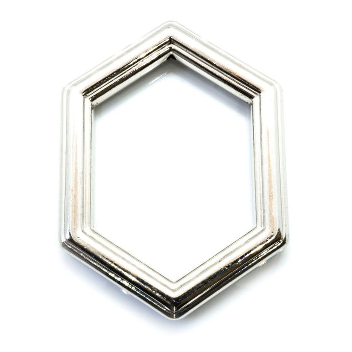 Hexagonal Bead Frame 53mm x 39mm x 6mm Platinum - Affordable Jewellery Supplies