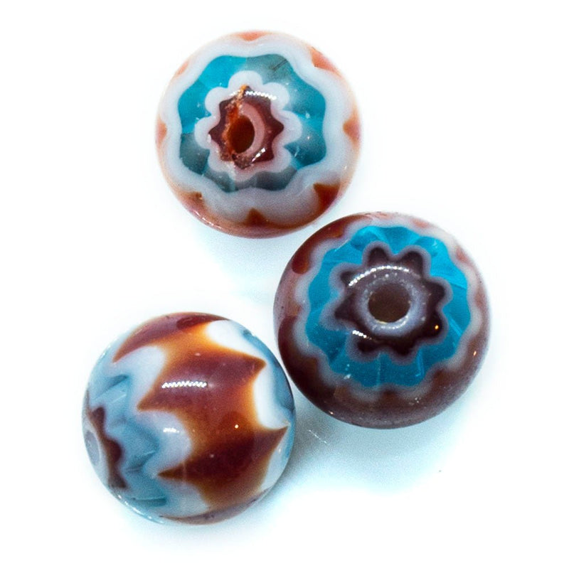 Load image into Gallery viewer, Millefiori Glass Round Bead 8mm Red &amp; Blue - Affordable Jewellery Supplies
