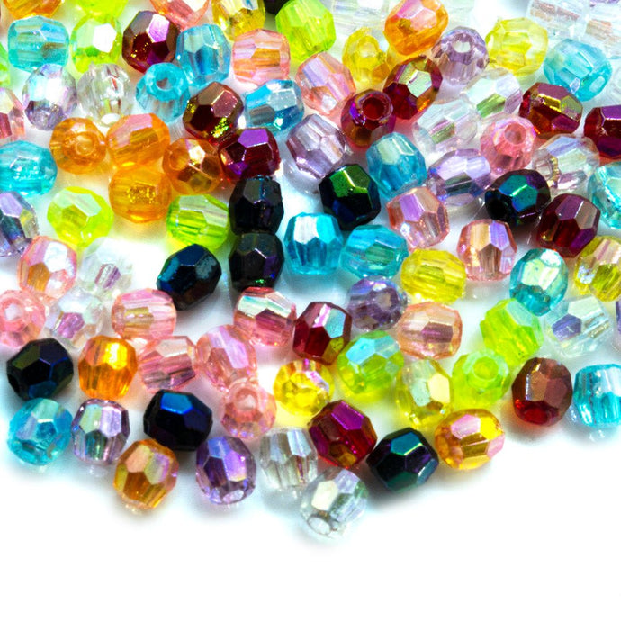 Dyed Acrylic Faceted Mix 4mm Mixed - Affordable Jewellery Supplies