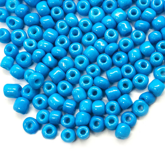 Baking Glass Seed Beads 6/0 4-5mm x3-4mm Dodger Blue - Affordable Jewellery Supplies