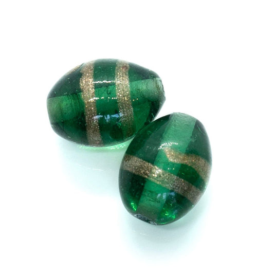 Indian Glass Lampwork Oval 15mm Green - Affordable Jewellery Supplies