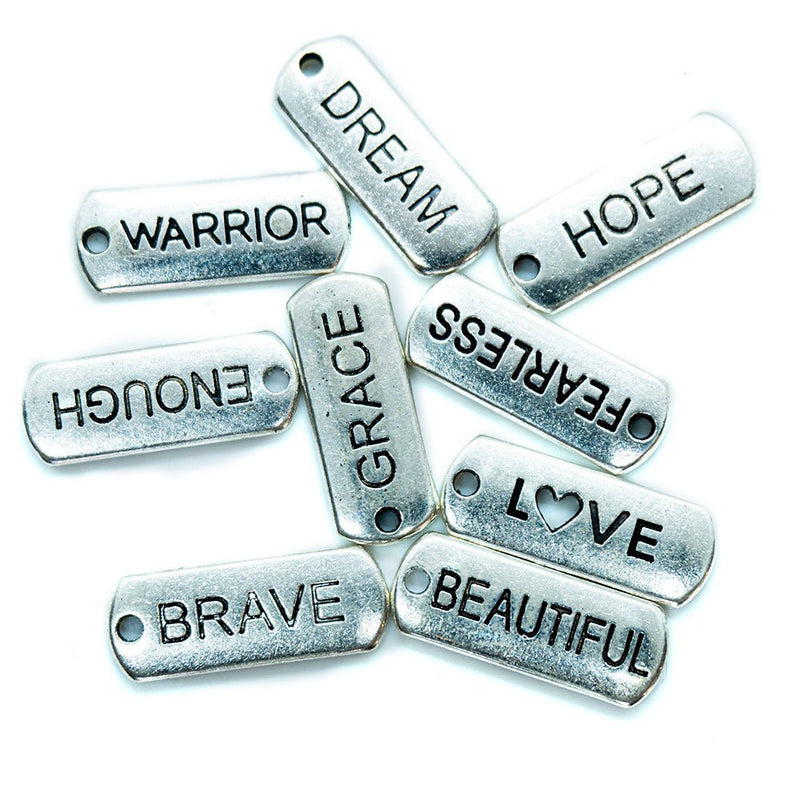 Load image into Gallery viewer, Inspirational Message Pendant 21mm x 8mm x 2mm Fearless - Affordable Jewellery Supplies
