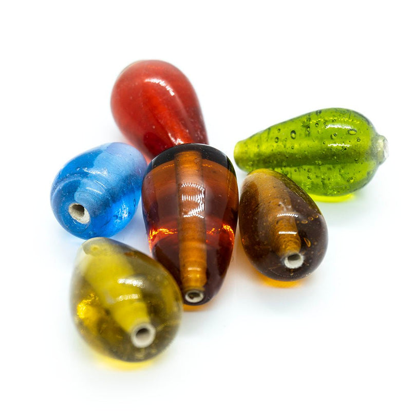 Load image into Gallery viewer, Indian Glass Lampwork Teardrop 18mm x 6mm Paprika - Affordable Jewellery Supplies
