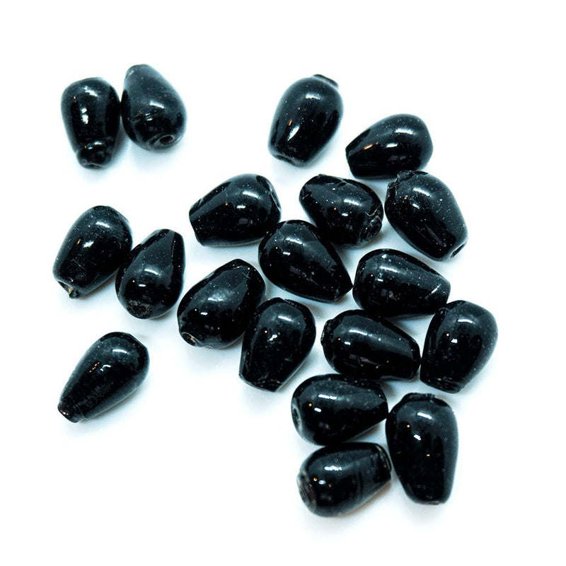 Load image into Gallery viewer, Translucent Glass Teardrop 10mm x 5mm Black - Affordable Jewellery Supplies
