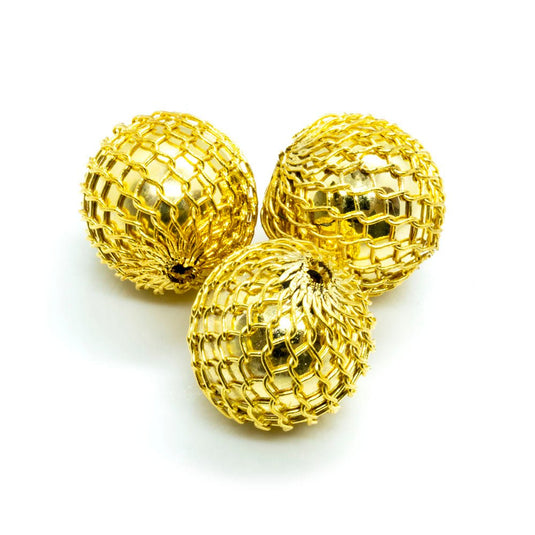Acrylic And Net Beads 12mm Gold - Affordable Jewellery Supplies