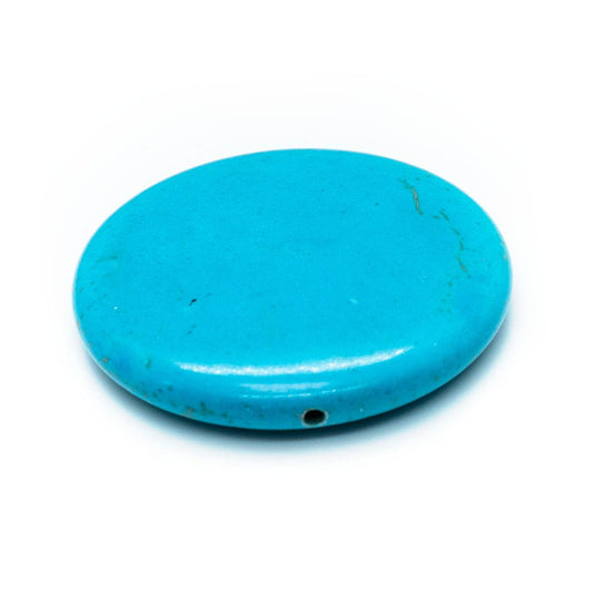 Magnesite (dyed/stabilised) Flat Round 40mm x 5mm Turquoise - Affordable Jewellery Supplies