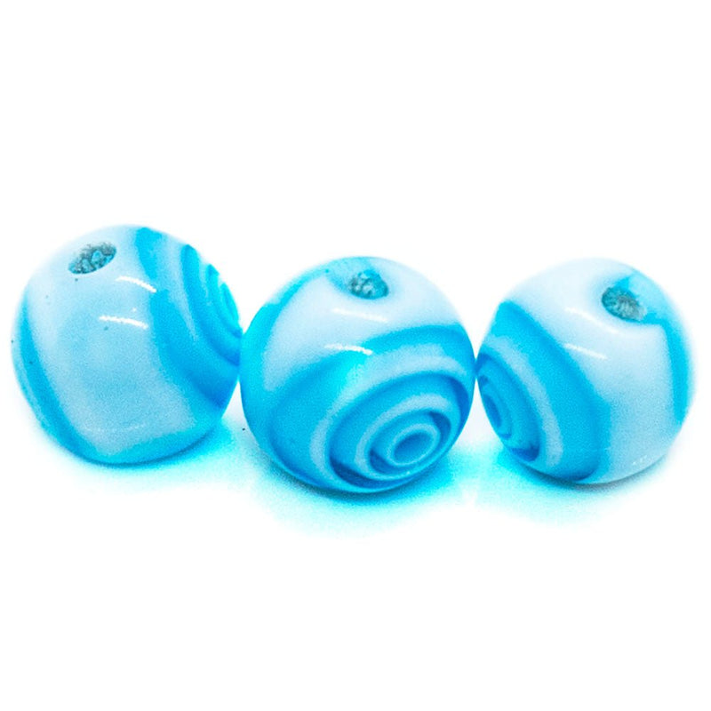 Load image into Gallery viewer, Millefiori Glass Round Bead with Swirls 6mm Aqua - Affordable Jewellery Supplies
