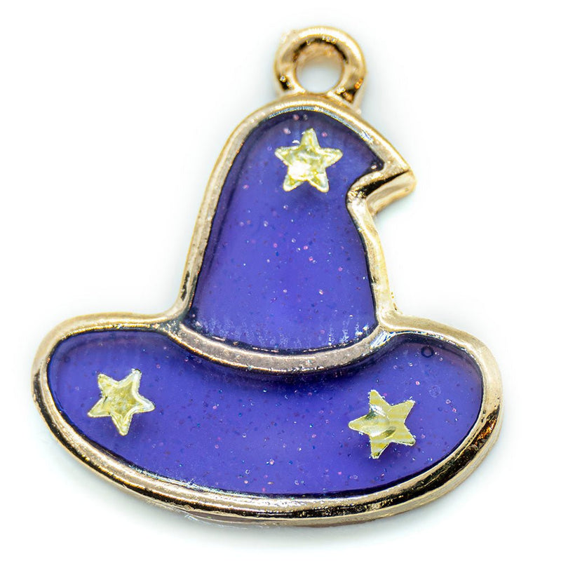 Load image into Gallery viewer, Transparent Enamel Witch Hat Charm 20mm x 18mm Purple - Affordable Jewellery Supplies
