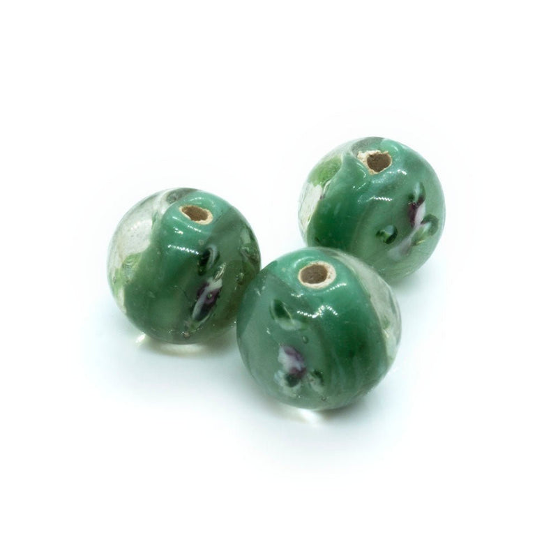 Load image into Gallery viewer, Indian Glass Lampwork Round 14mm Green - Affordable Jewellery Supplies
