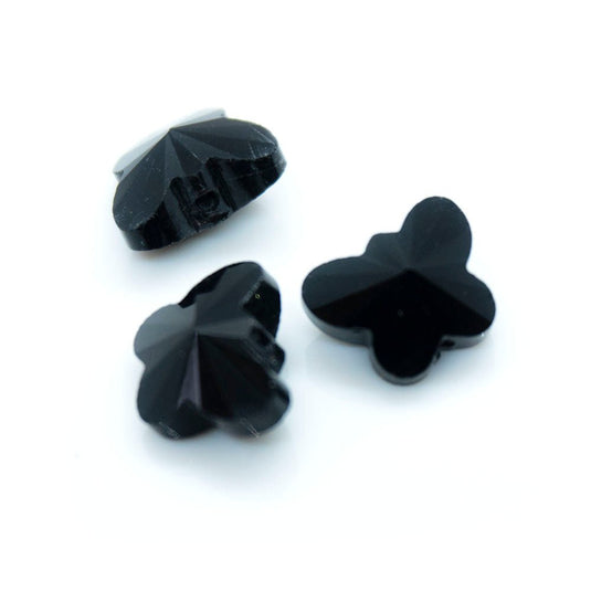 Transparent Faceted Glass Butterfly 10mm x 8mm x 6mm Black - Affordable Jewellery Supplies