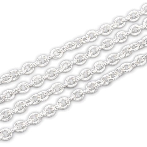 Stainless Steel Cable Chain 4mm x 3mm x 0.8mm Silver Plated - Affordable Jewellery Supplies