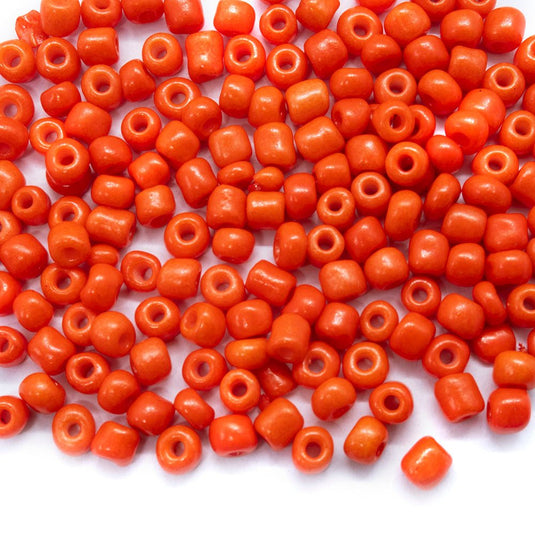 Baking Glass Seed Beads 6/0 4-5mm x3-4mm Orange Red - Affordable Jewellery Supplies