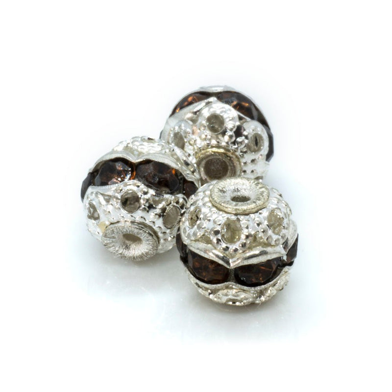 Load image into Gallery viewer, Rhinestone Ball 6mm Silver Brown - Affordable Jewellery Supplies
