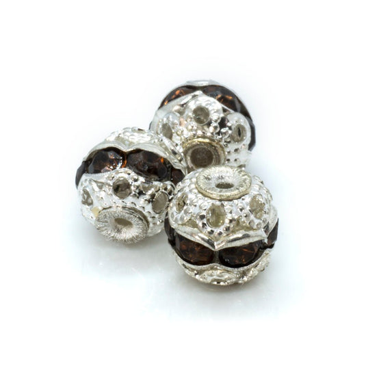 Rhinestone Ball 6mm Silver Brown - Affordable Jewellery Supplies