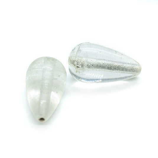 Indian Glass Lampwork Teardrop 20mm x 15mm Clear - Affordable Jewellery Supplies