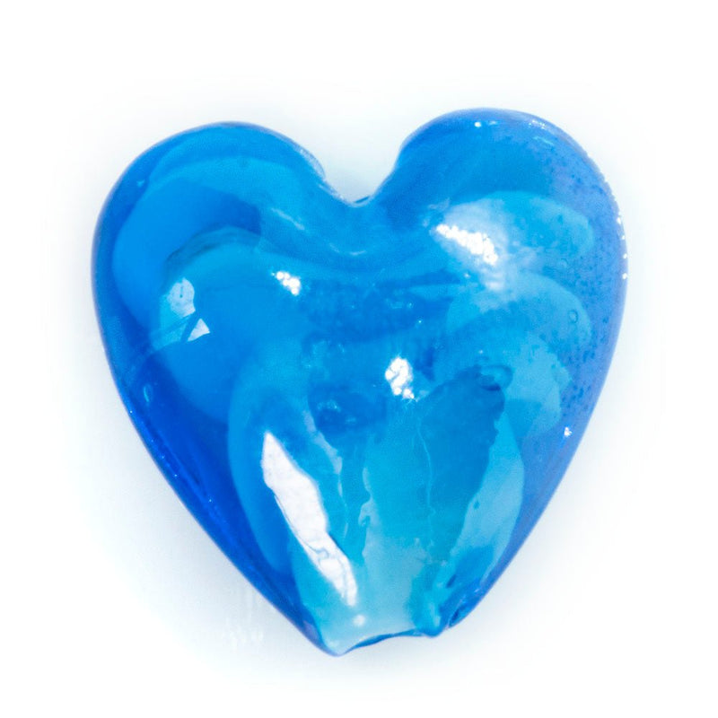 Load image into Gallery viewer, Handmade Lampwork Heart Shaped Beads 20mm x 20mm x 12mm Cerulean - Affordable Jewellery Supplies
