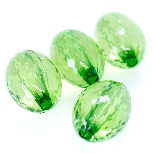 Acrylic Faceted Oval 16mm x 11mm Green - Affordable Jewellery Supplies