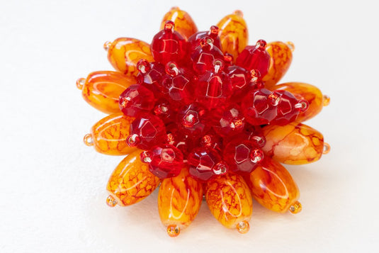 Sunflower Brooch Kit 10cm x 10cm x 2cm Orange & Red - Affordable Jewellery Supplies