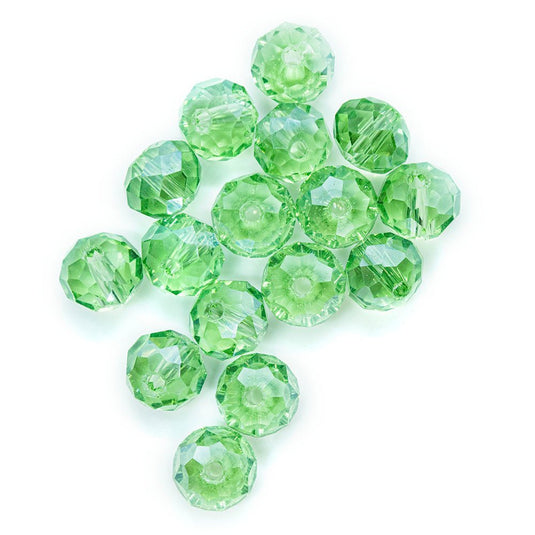 Electroplated Glass Faceted Rondelle 8mm x 6mm Light Green - Affordable Jewellery Supplies