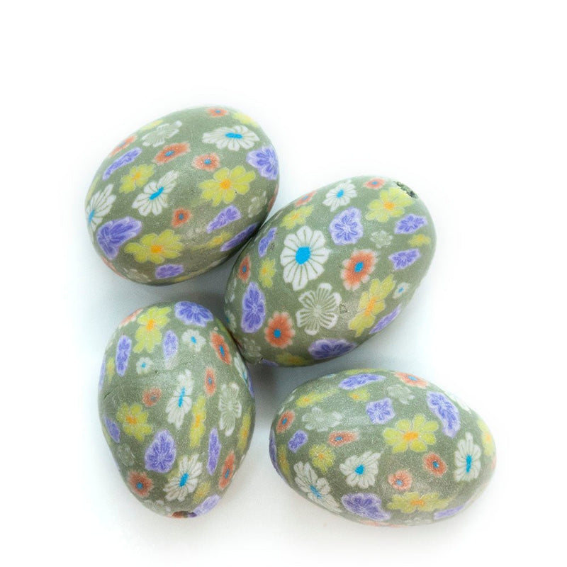 Load image into Gallery viewer, Multicoloured Polymer Clay Oval Beads 15mm x 10mm Grey - Affordable Jewellery Supplies
