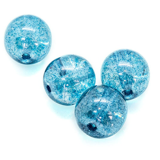 Czech Glass Druk Round 8mm Crystal Blue Luster - Affordable Jewellery Supplies
