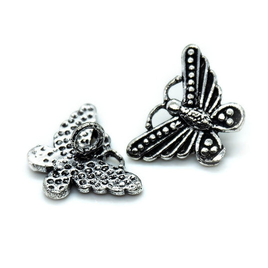 Butterfly Charm With Hidden Loop 19mm x 13mm Antique Silver - Affordable Jewellery Supplies