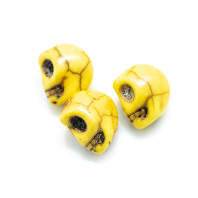 Load image into Gallery viewer, Synthetic Turquoise Skull Bead 10mm x 9mm x 8mm Yellow - Affordable Jewellery Supplies
