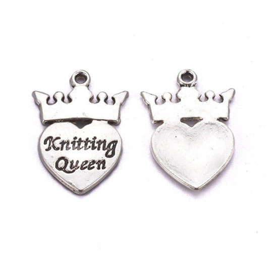 Knitting Queen Charm 25mm x 16mm Tibetan Silver - Affordable Jewellery Supplies