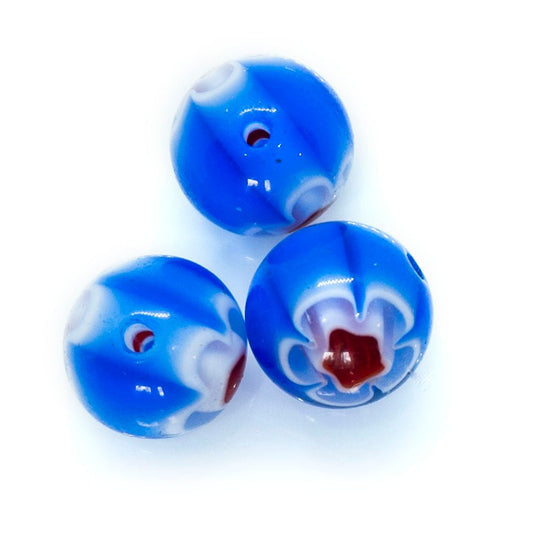 Millefiori Glass Round Bead 8mm Dark Blue - Affordable Jewellery Supplies