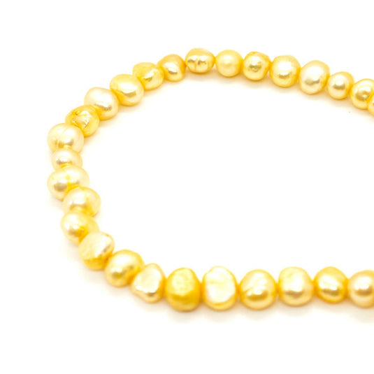 Freshwater Pearls B Grade 5-6mm x 35cm length Yellow - Affordable Jewellery Supplies