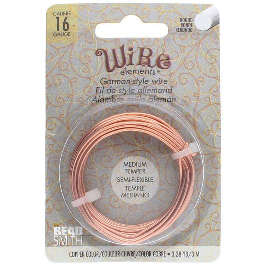 Beadsmith German Style Wire 16 Gauge 3m Copper - Affordable Jewellery Supplies