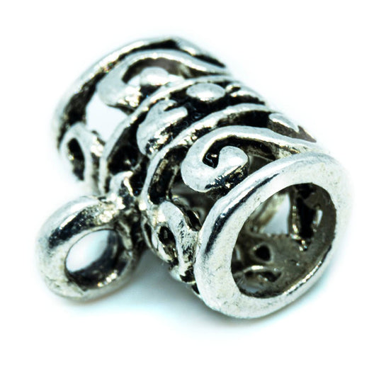 Filigree Barrel Bead 13mm x 9mm Antique Silver - Affordable Jewellery Supplies