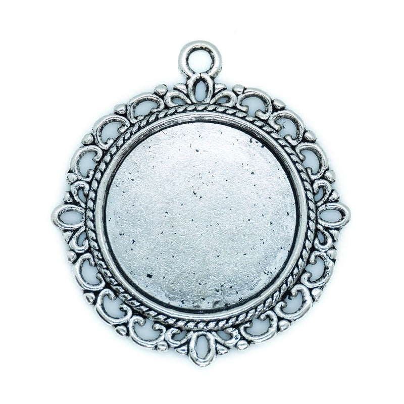 Load image into Gallery viewer, Ornate Pendant Cabochon Setting 34mm Antique Silver - Affordable Jewellery Supplies
