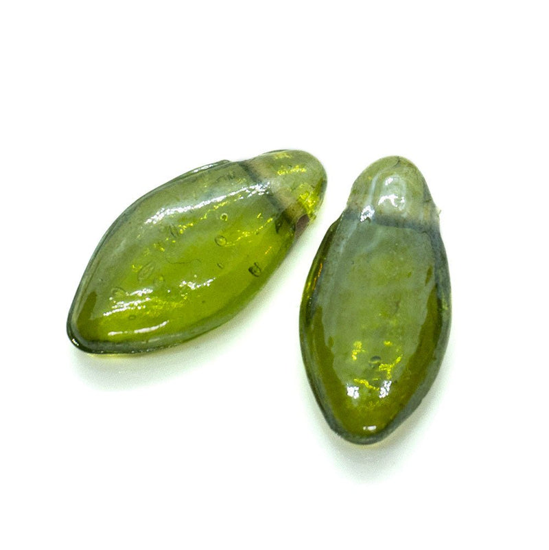 Load image into Gallery viewer, Indian Glass Lampwork Teardrop Bead 25mm Green AB - Affordable Jewellery Supplies
