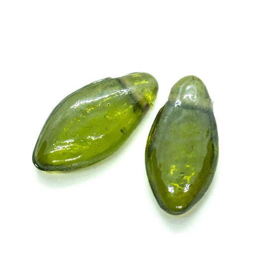 Indian Glass Lampwork Teardrop Bead 25mm Green AB - Affordable Jewellery Supplies