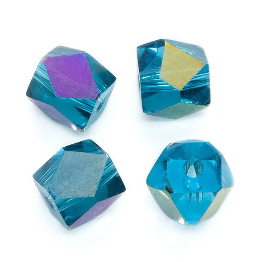 Faceted Cube Bead with AB Finish 8mm Blue AB - Affordable Jewellery Supplies