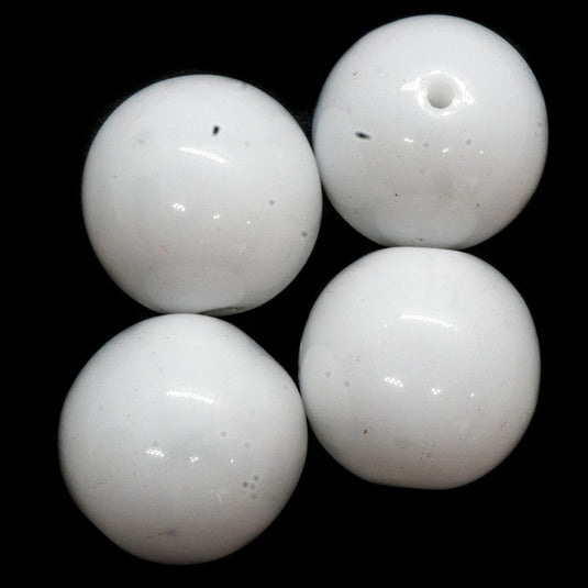 Czech Glass Druk Round 10mm White - Affordable Jewellery Supplies