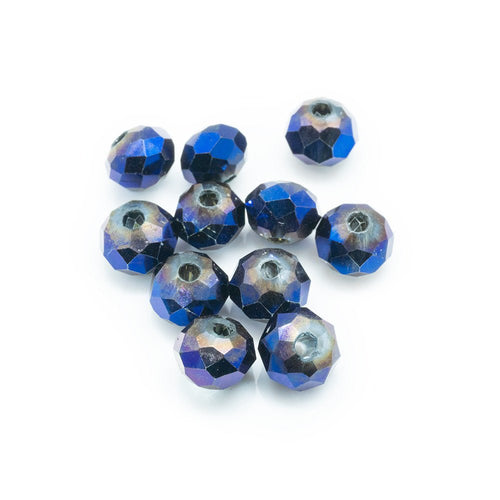 Glass Crystal Faceted Rondelle 5mm x 3mm Navy AB - Affordable Jewellery Supplies