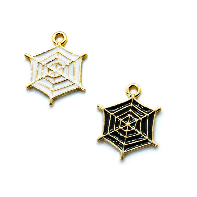 Load image into Gallery viewer, Spider Web Charm 20mm x 16mm Black and Gold - Affordable Jewellery Supplies
