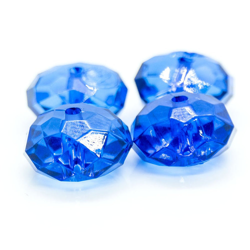 Load image into Gallery viewer, Acrylic Faceted Rondelle 12mm x 7mm Sapphire - Affordable Jewellery Supplies
