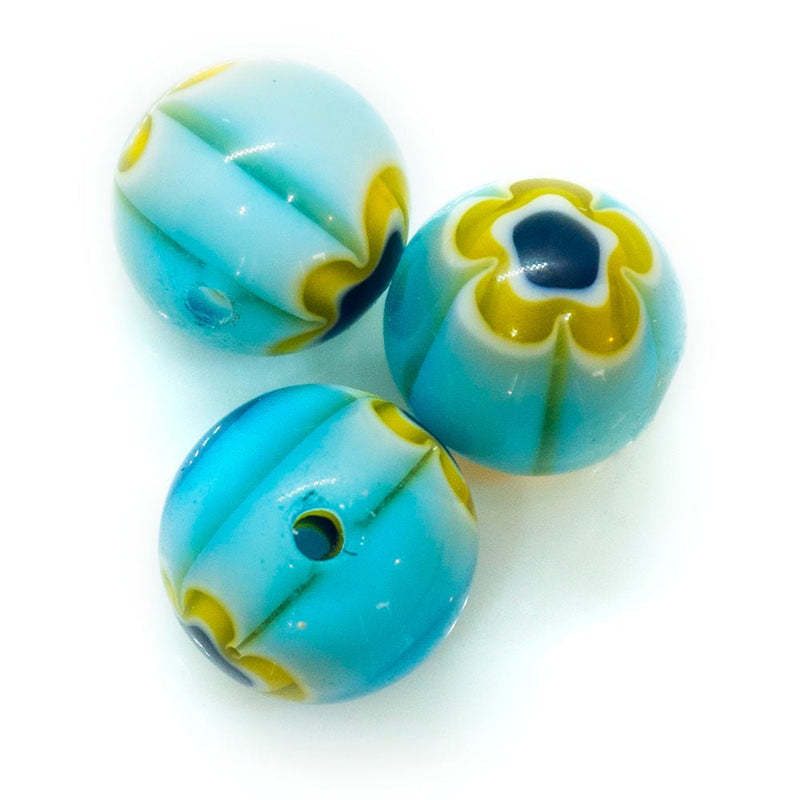 Load image into Gallery viewer, Millefiori Glass Round Bead 10mm Sky Blue - Affordable Jewellery Supplies
