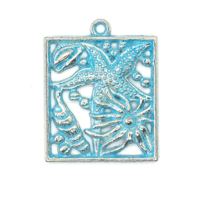 Starfish Pendant 34mm x 31mm Blue Patina - Affordable Jewellery Supplies