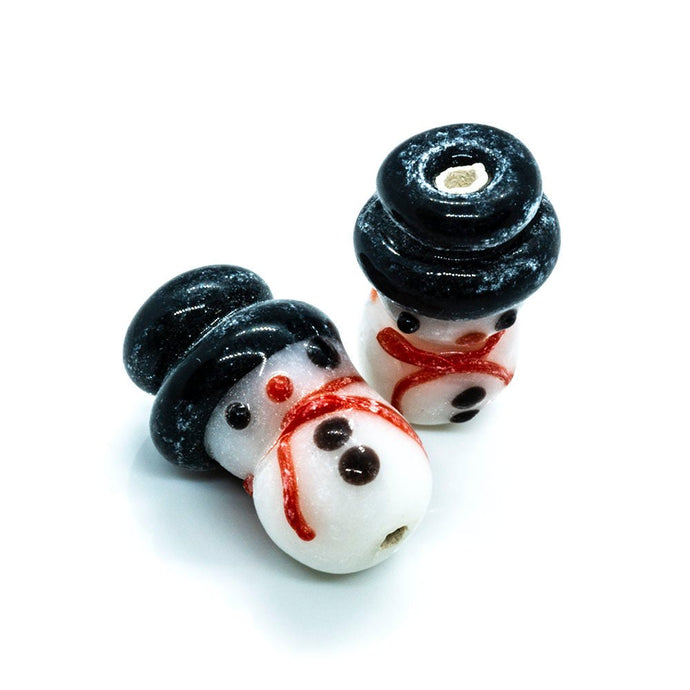 Lampwork Snowman 20mm x 12mm Black and White - Affordable Jewellery Supplies
