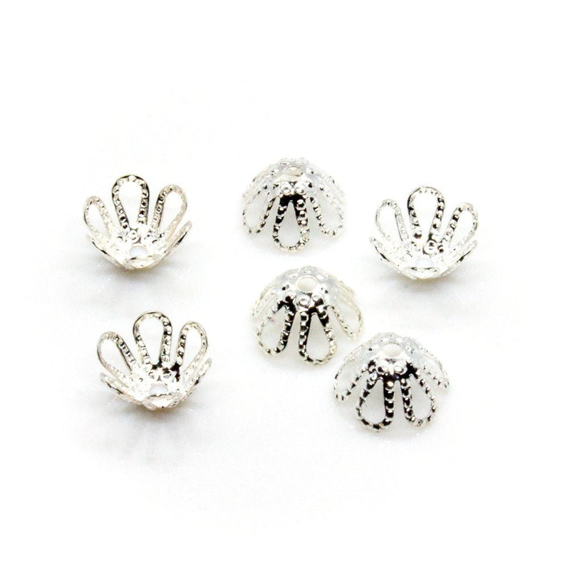 Load image into Gallery viewer, Bead Caps Flower 7mm Silver plated - Affordable Jewellery Supplies

