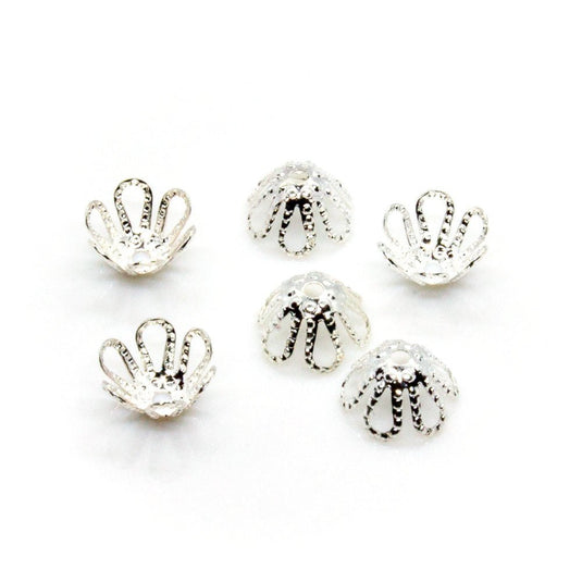 Bead Caps Flower 7mm Silver plated - Affordable Jewellery Supplies